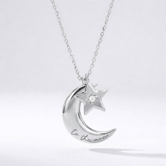 Cherish To The Moon & Back Necklace | 925 Sterling Silver