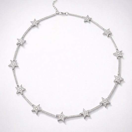 Margot Sparkling Star Choker | Silver Plated