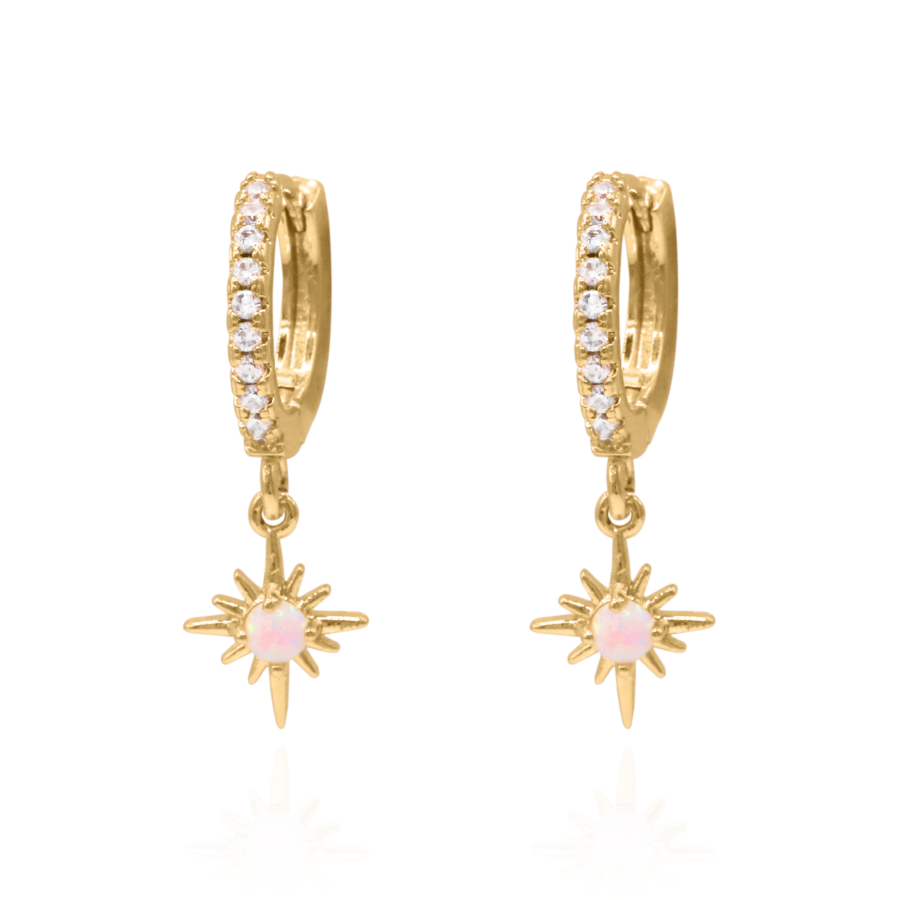 Neve Opal Star Huggie Hoop Earrings 14K Gold Plated – Luna Charles