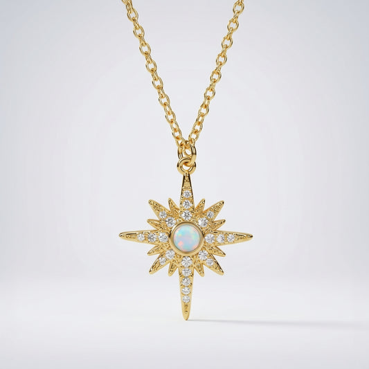 North Star Pendant Necklace | 18K Gold Plated