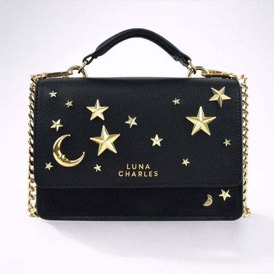Nova Star Studded Handbag - Black & Gold
