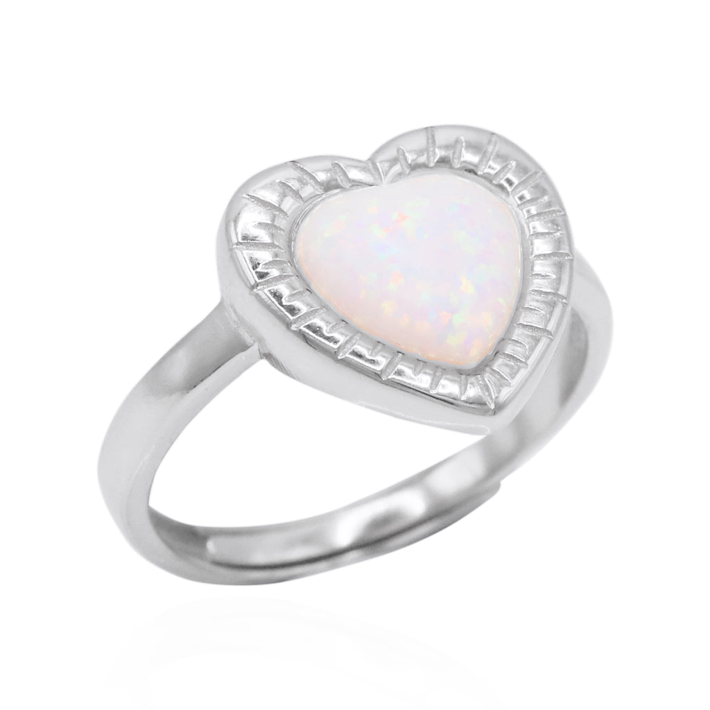 Roxanne Opal Heart Ring | 925 Sterling Silver