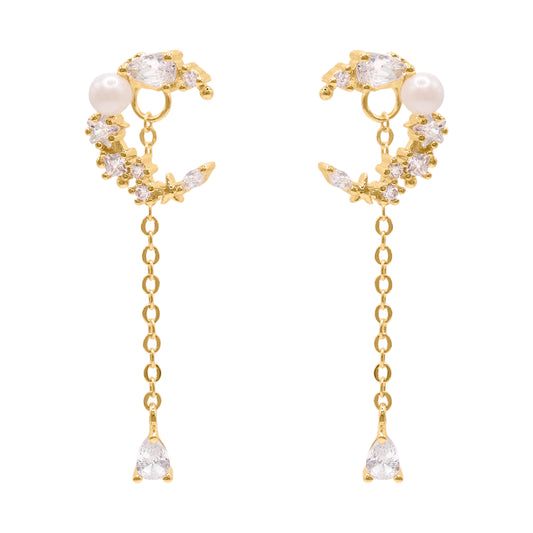 Sabrina Moon Drop Earrings | 18K Gold Plated