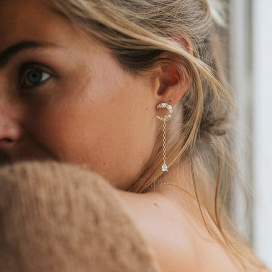 Sabrina Moon Drop Earrings | 18K Gold Plated