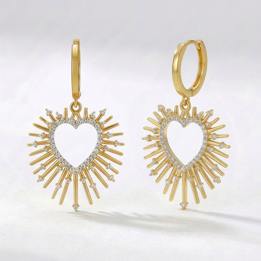 Sadie Starburst Heart Earrings | 18K Gold Plated