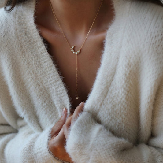 Tabitha Moon Drop Necklace | 18K Gold Plated