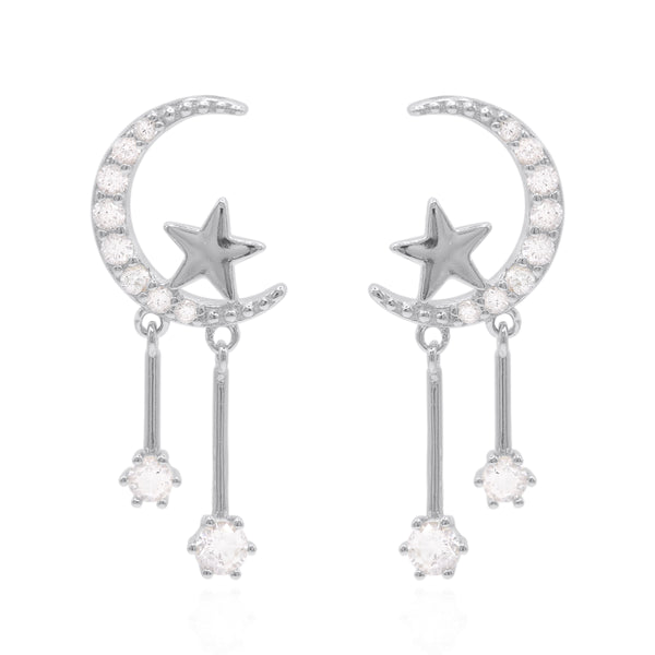 Zoe Moon & Star Drop Earrings | 925 Sterling Silver