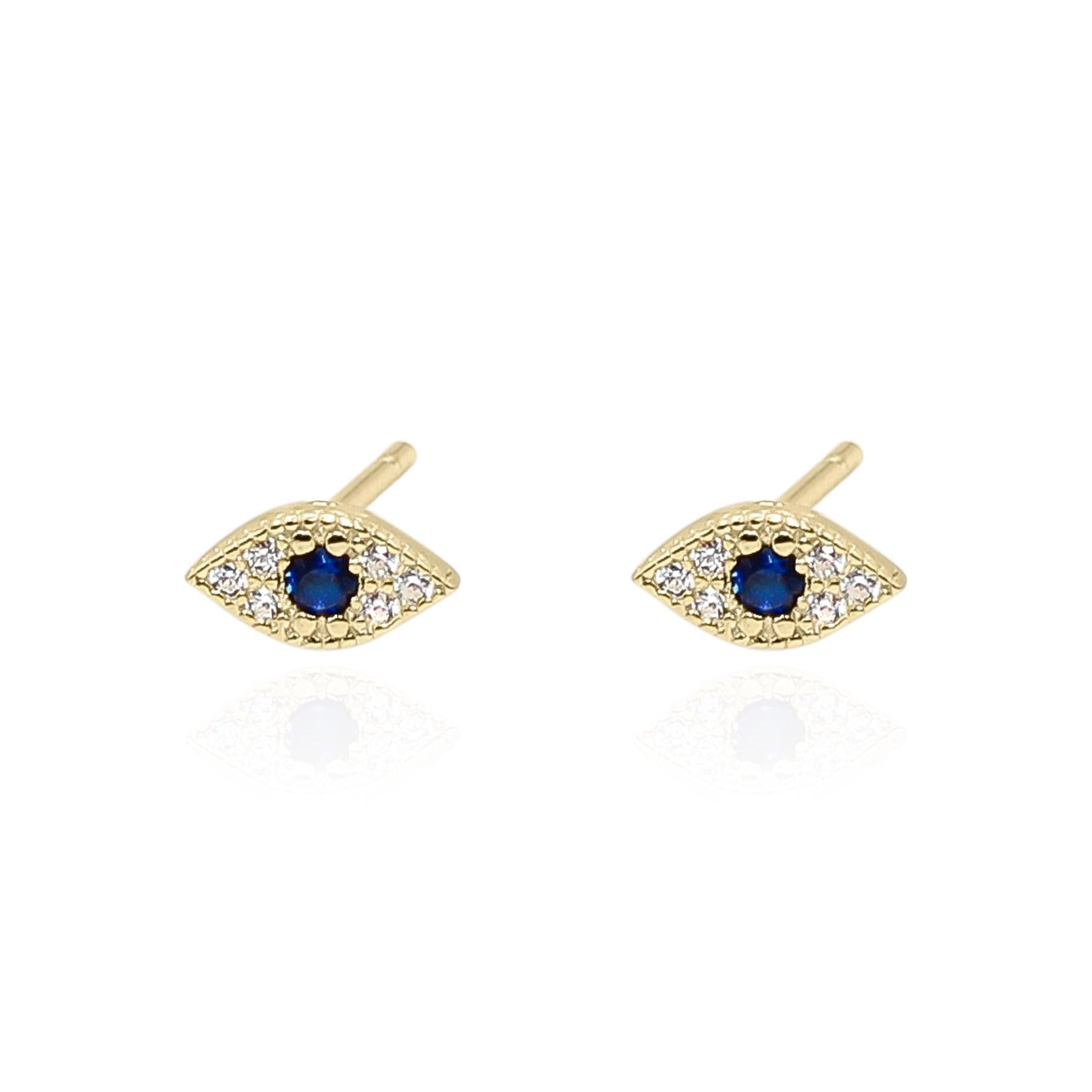 Gold evil deals eye stud earrings