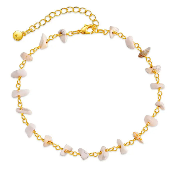 Ula Crystal Stone Anklet - Moonstone | 18K Gold Plated