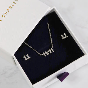 Angel Numbers 11:11 Gift Set | Necklace & Stud Earrings | 925 Sterling Silver