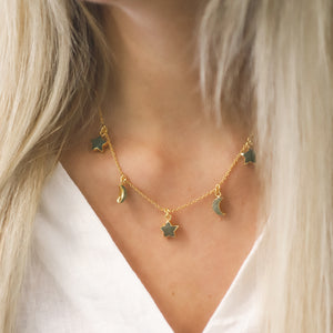 Aventurine Star & Moon Gift Set | 18K Gold Plated