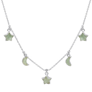 Adela Aventurine Star & Moon Charm Necklace | 925 Sterling Silver