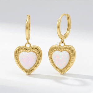 Adore Opal Heart Huggies | 18k Gold Plated