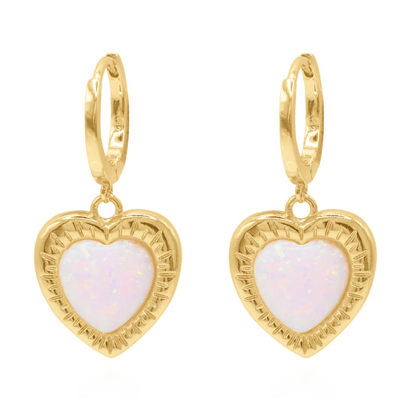 Adore Opal Heart Huggies | 18k Gold Plated