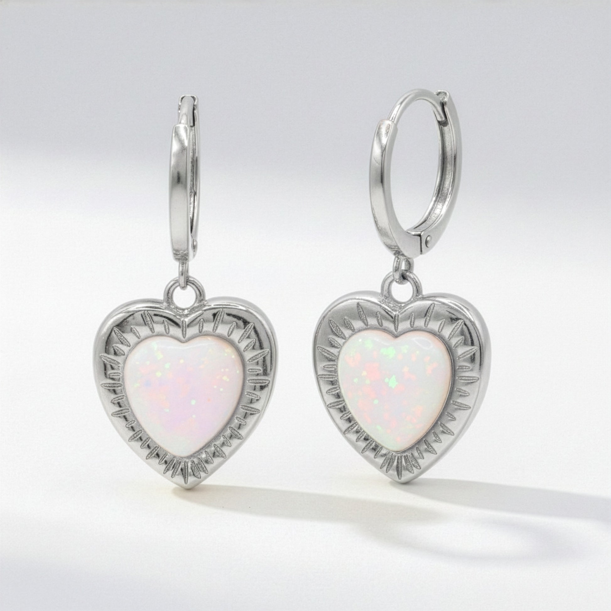 Adore Opal Heart Huggies | 925 Sterling Silver