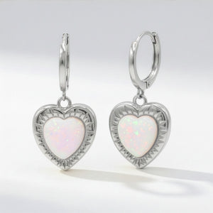 Adore Opal Heart Huggies | 925 Sterling Silver