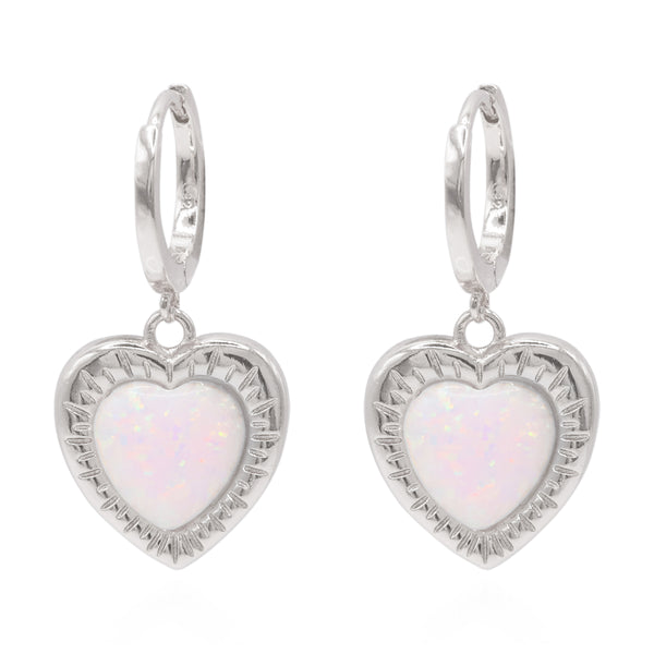 Adore Opal Heart Huggies | 925 Sterling Silver