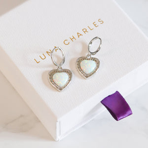 Adore Opal Heart Huggies | 925 Sterling Silver