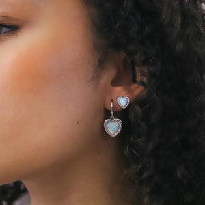 Opal Heart Earring Gift Set | Huggie Hoops & Stud Earrings | 925 Sterling Silver