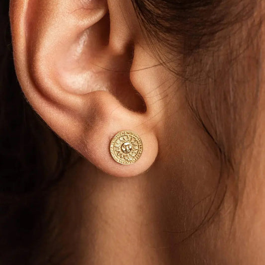 Aelia Sun Coin Studs | 18k Gold Plated