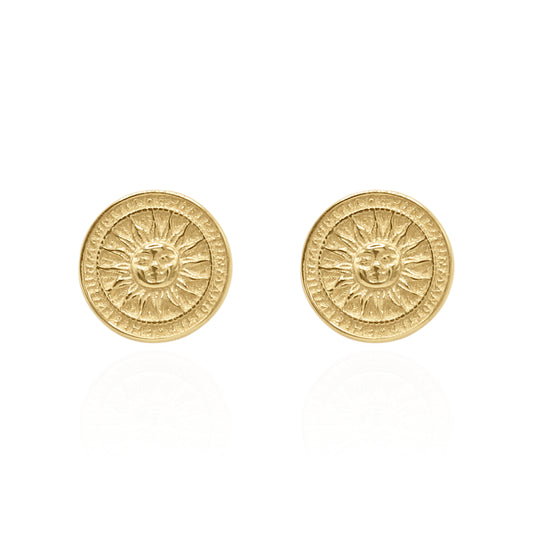 Aelia Sun Coin Studs | 18k Gold Plated