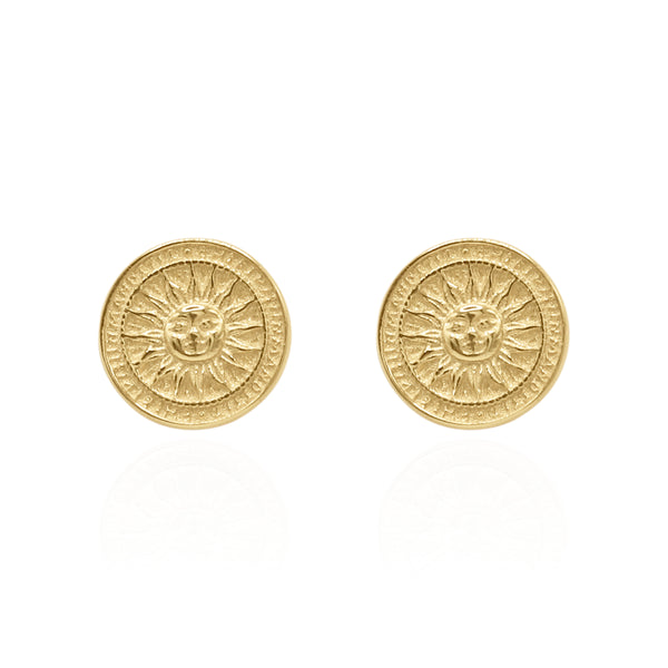 Aelia Sun Coin Studs | 18k Gold Plated