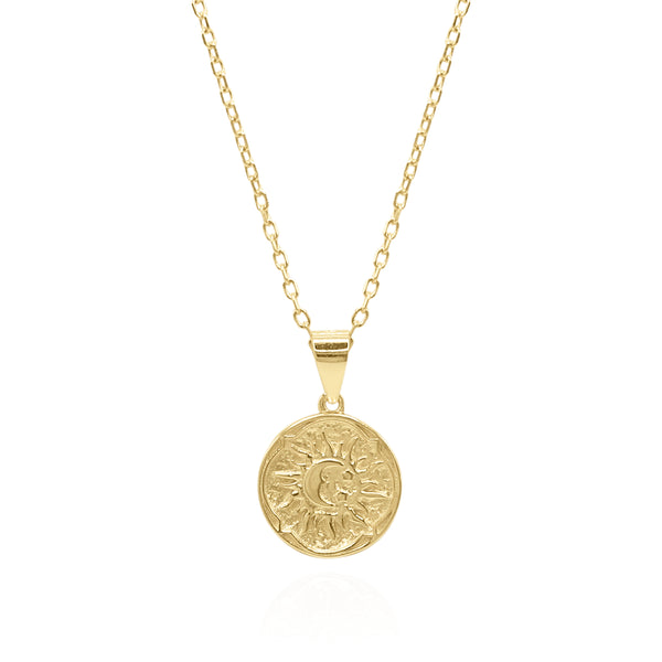 Alba Sun Coin Necklace | 18k Gold Plated