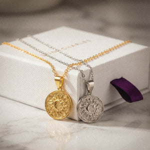 Alba Sun Coin Necklace | 18k Gold Plated