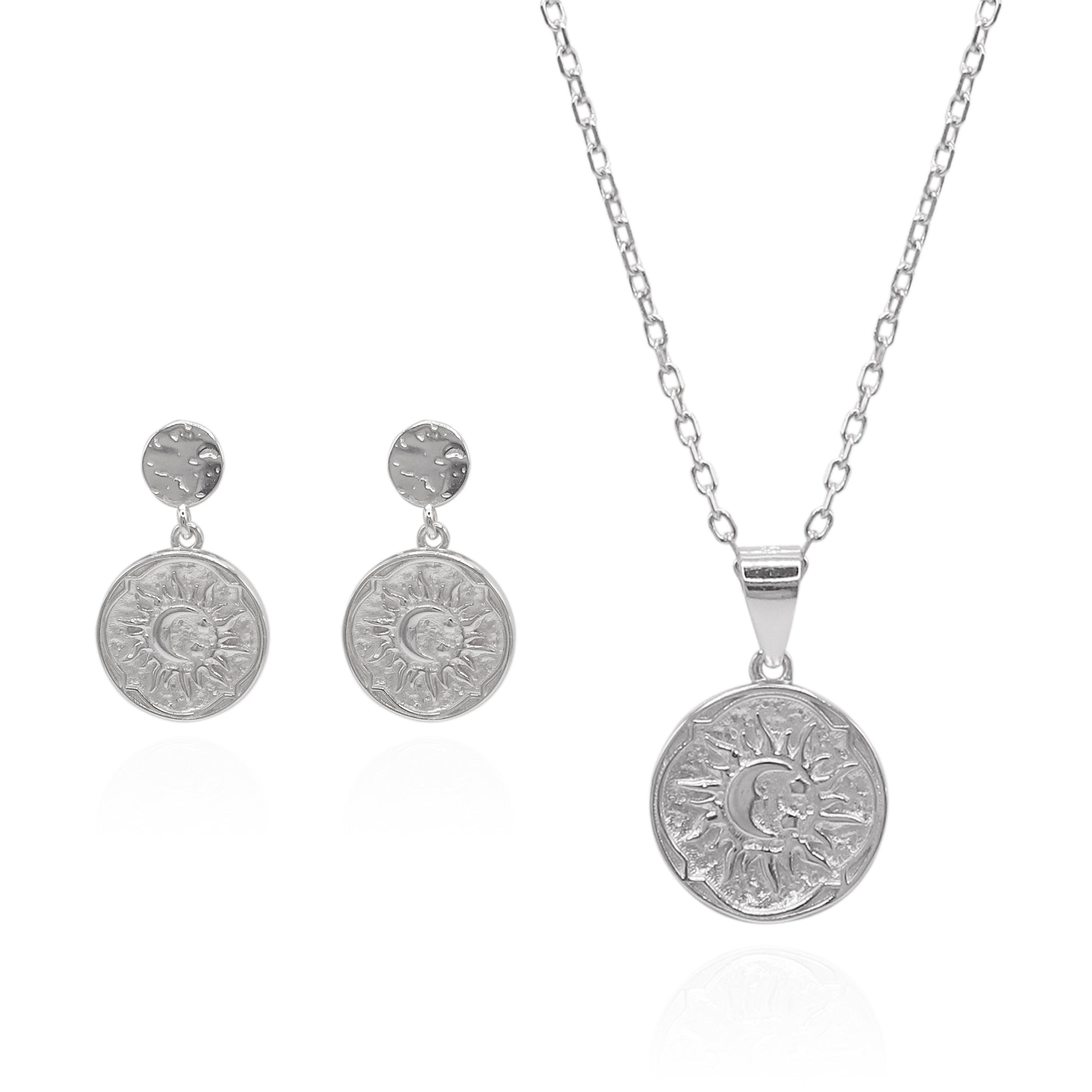 Sun Coin Earring Gift Set | Necklace & Earrings | 925 Sterling Silver