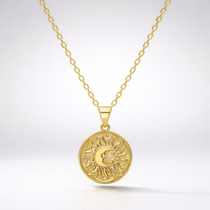 Alba Sun Coin Necklace | 18k Gold Plated