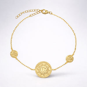 Alena Sun Coin Bracelet | 18K Gold Plated