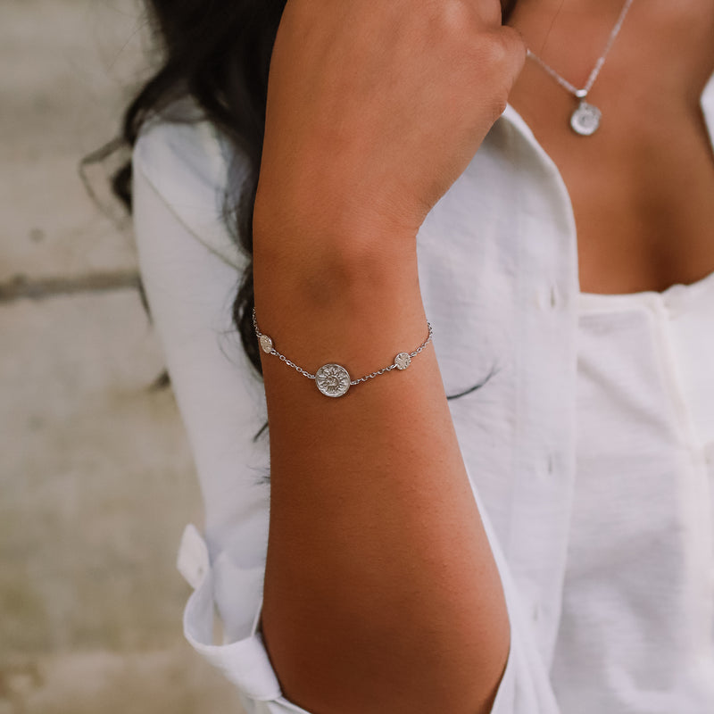 Sun Coin Gift Set | Necklace Earrings & Bracelet | 925 Sterling Silver