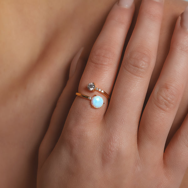Anastasia Opal & Crystal Ring | 18K Gold Plated