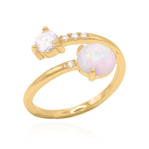 Anastasia Opal & Crystal Ring | 18K Gold Plated