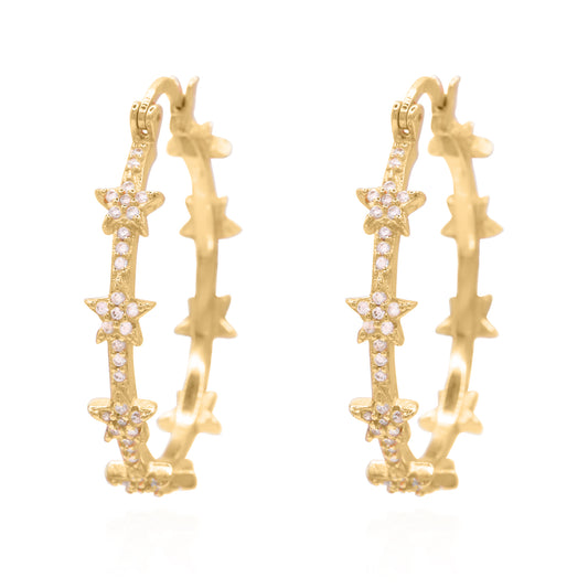 Aneira Star Hoop Earrings | 18K Gold Plated