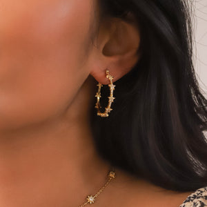 Aneira Star Hoop Earrings | 18K Gold Plated