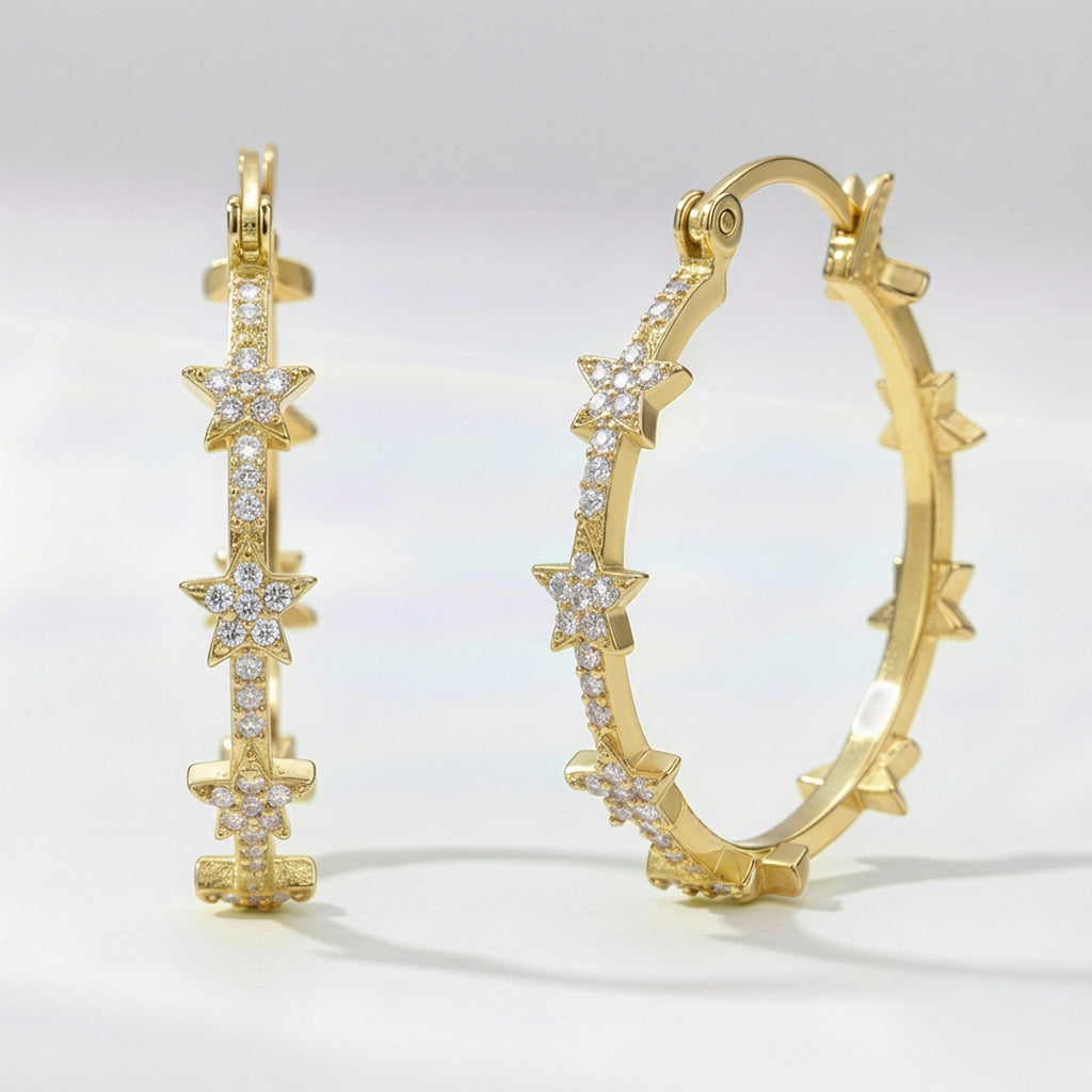 Aneira Star Hoop Earrings 18K Plated