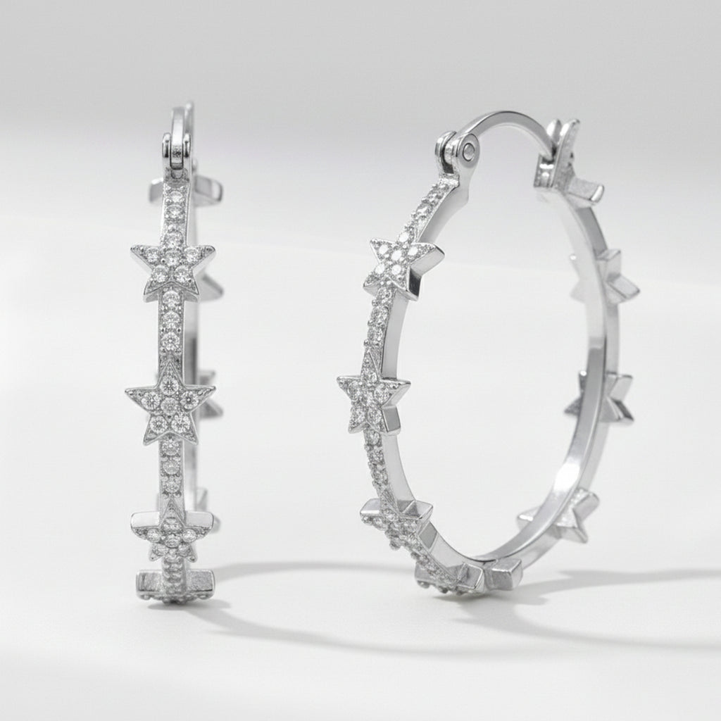Aneira Star Hoop Earrings 925 Sterling