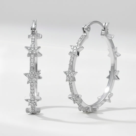 Aneira Star Hoop Earrings | 925 Sterling Silver