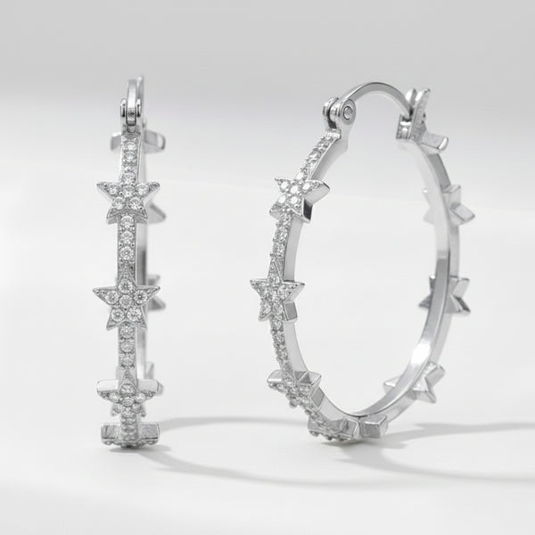 Aneira Star Hoop Earrings | 925 Sterling Silver