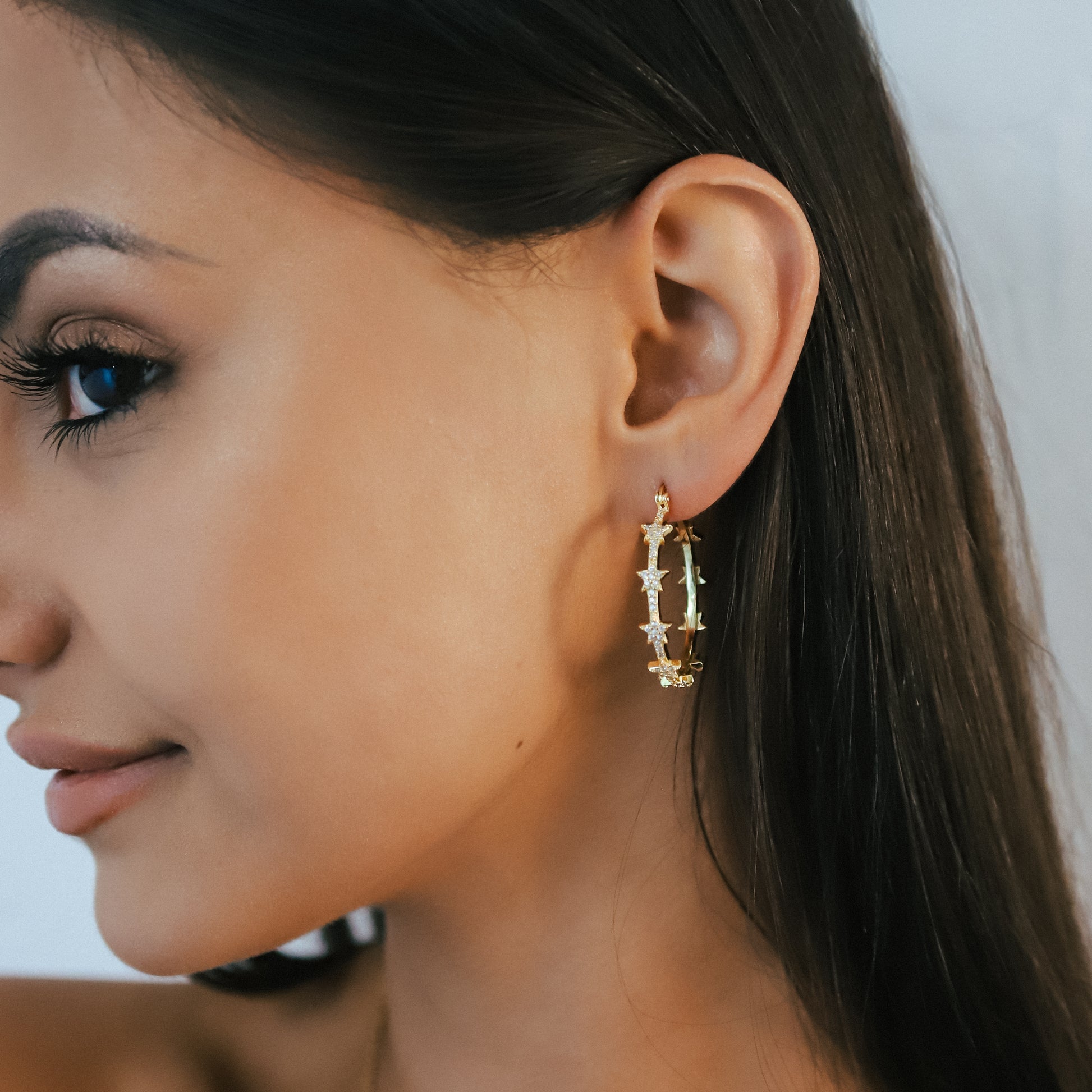 Aneira Star Hoop Earrings | 18K Gold Plated