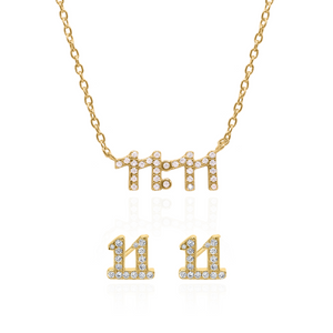 Angel Numbers 11:11 Gift Set | Necklace & Stud Earrings | 18k Gold Plated