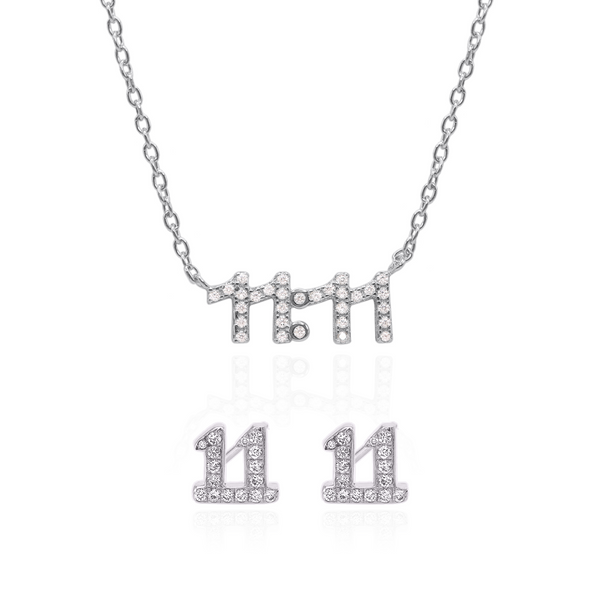 Angel Numbers 11:11 Gift Set | Necklace & Stud Earrings | 925 Sterling Silver