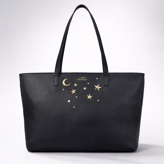 Anya Star Studded Tote Bag - Black & Gold