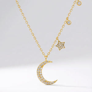 Ariya Moon & Star Charm Necklace | 18k Gold Plated