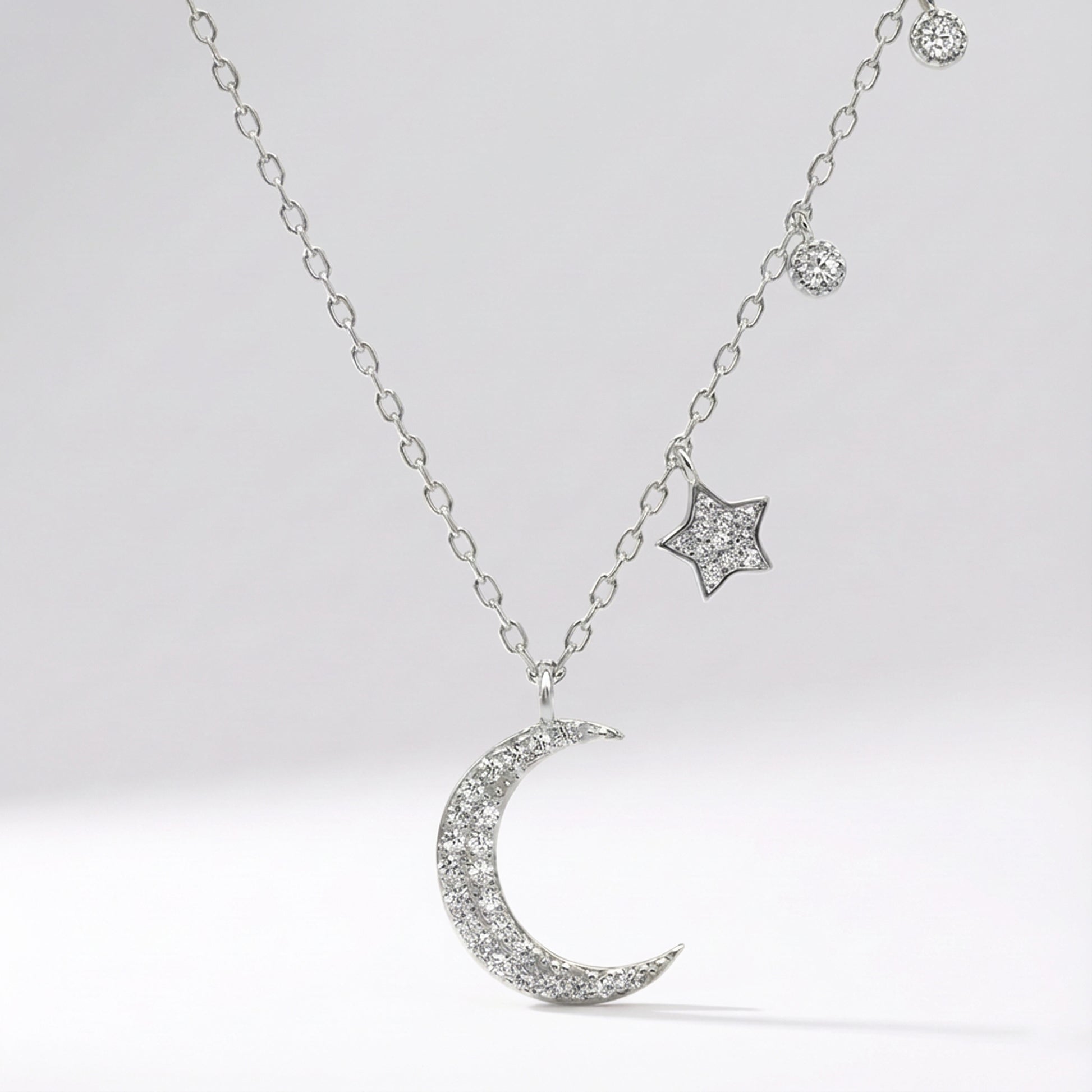 Ariya Moon & Star Charm Necklace | 925 Sterling Silver