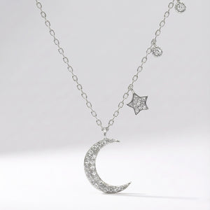 Ariya Moon & Star Charm Necklace | 925 Sterling Silver