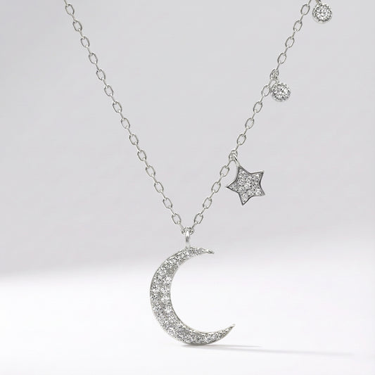 Ariya Moon & Star Charm Necklace | 925 Sterling Silver