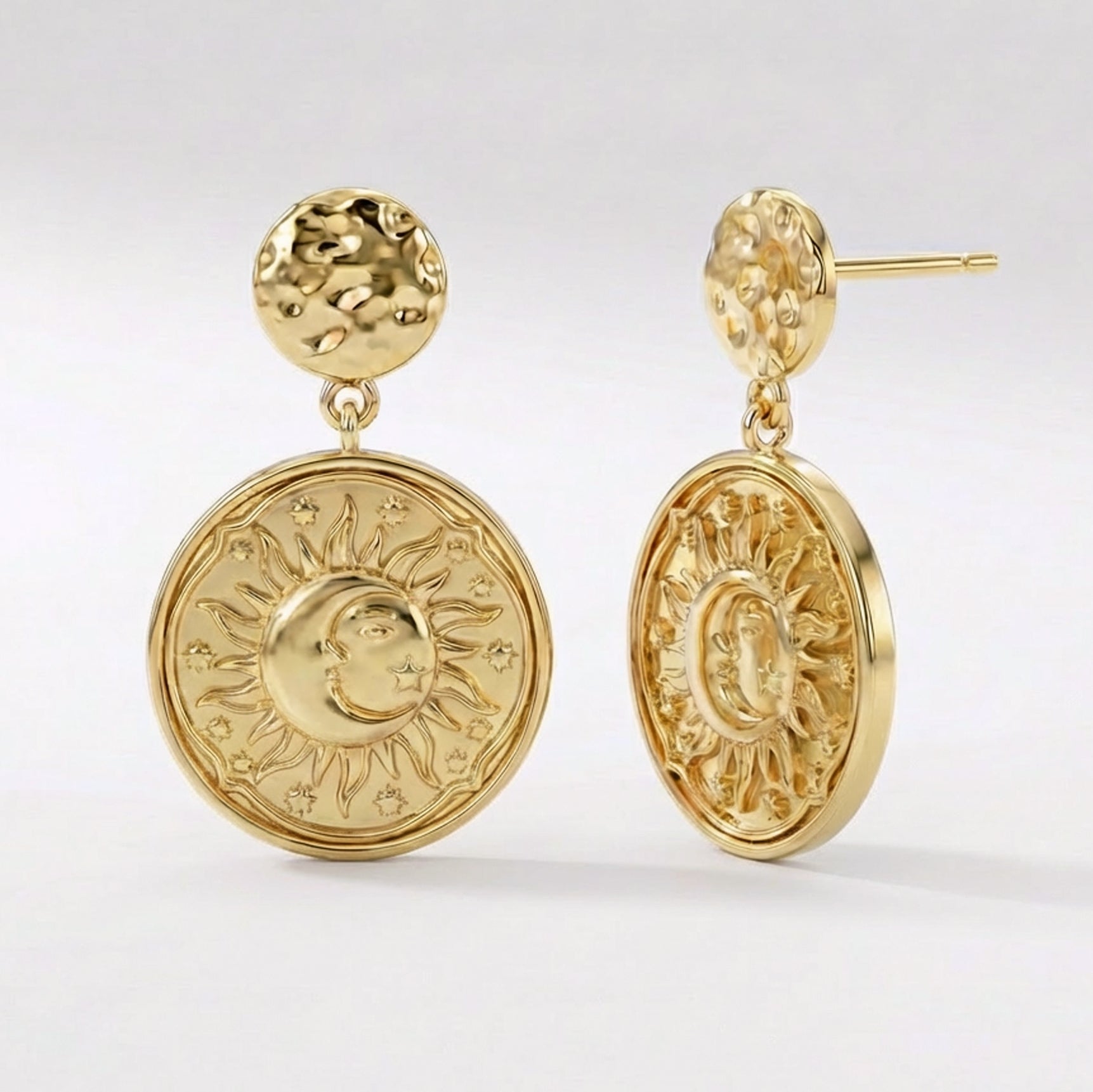 Aruna Sun Coin Drop Earrings | 18k Gold Plated