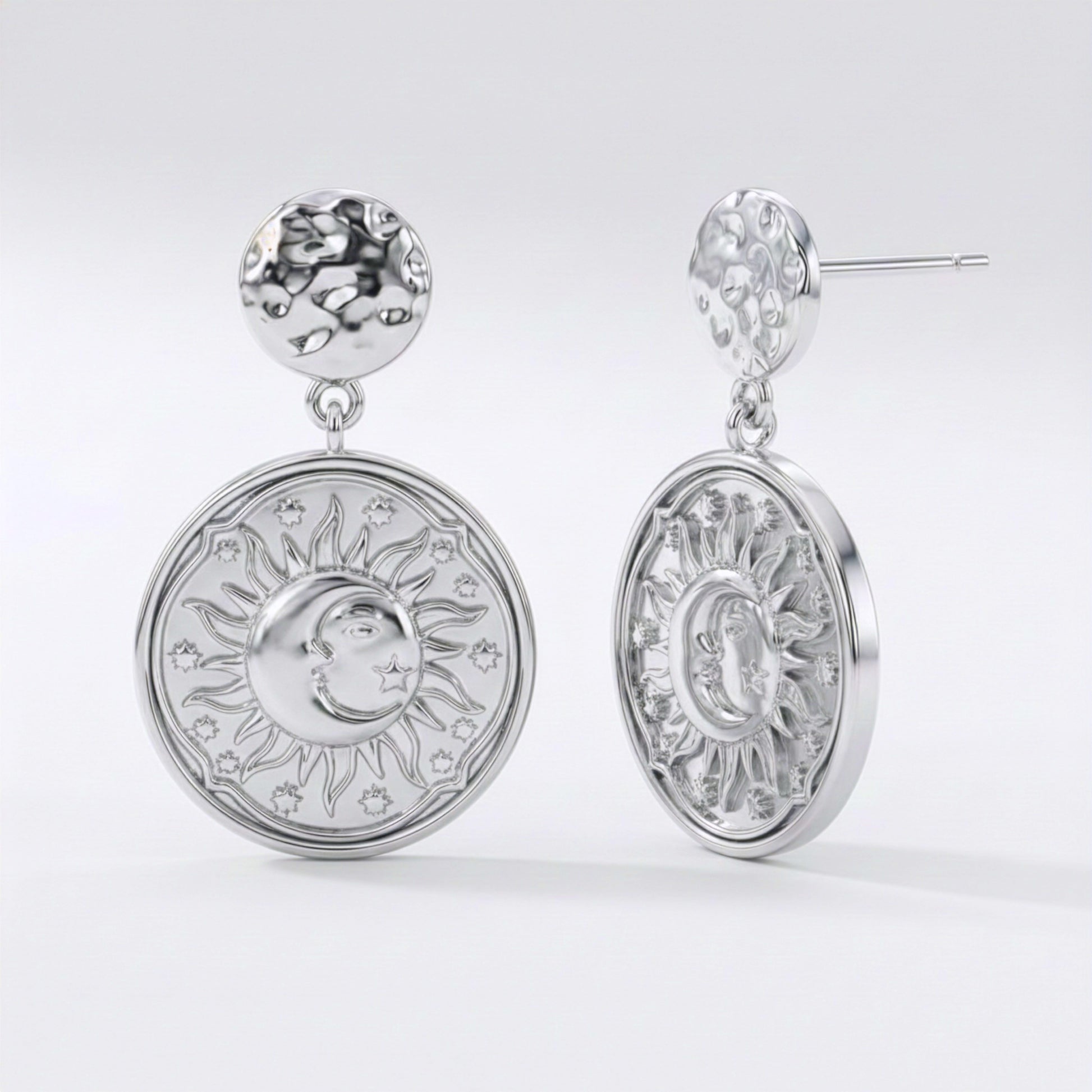 Aruna Sun Coin Drop Earrings | 925 Sterling Silver
